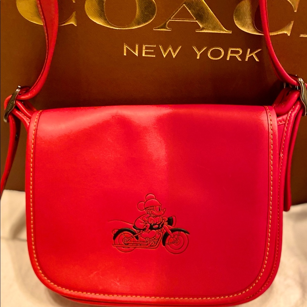Coach X Disney Mickey Mouse Saddle Bag (Red)